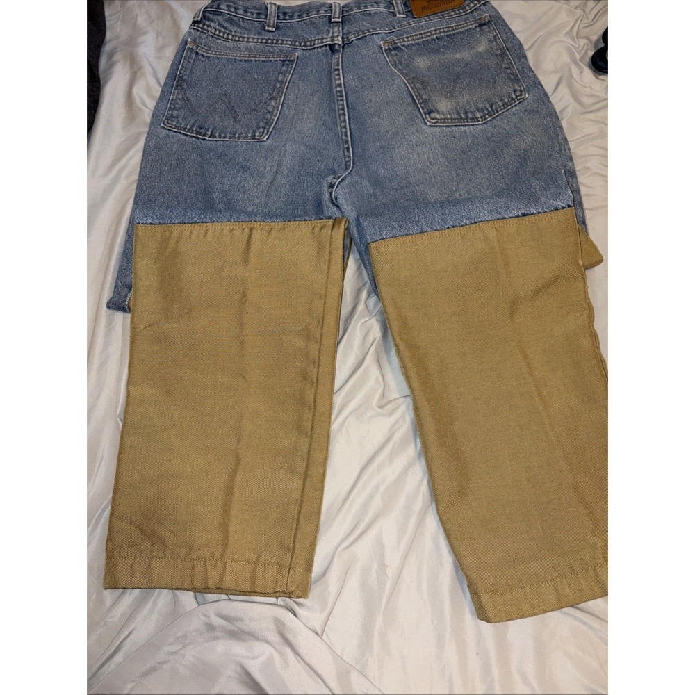 Vtg 90s Men's 34x 32 Wrangler Rugged Wear Brush 2 Tone Jeans - Picture 9 of 10